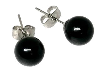 Náušnice kuličky puzeta s onyxem 8 mm
