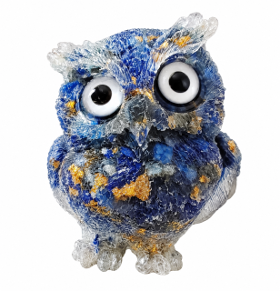 Sovička z lapisu lazuli a pryskyřice 6 cm