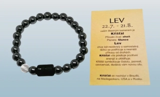 Hematitový náramek znamení zvěrokruhu Lev s kartičkou