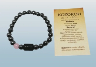 Hematitový náramek znamení zvěrokruhu Kozoroh s kartičkou