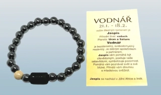 Hematitový náramek znamení zvěrokruhu Vodnář s kartičkou