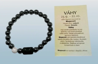 Hematitový náramek znamení zvěrokruhu Váhy s kartičkou