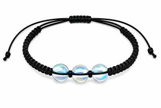 Shamballa náramek s Křišťálem Aqua Aura – 3 kuličky, posuvná velikost