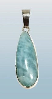 Larimar, přívěsek s chir. ocelí kapka 4 g