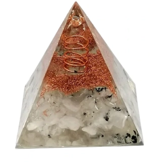 Orgonitová pyramida s měsíčním kamenem a spirálou života