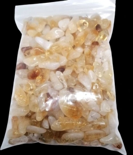 Citrín s křemenem chips 6-12 mm, akce 500 g