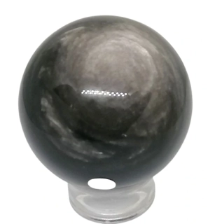 Obsidián stříbrný koule v AA, váha 246 g 5,5 cm