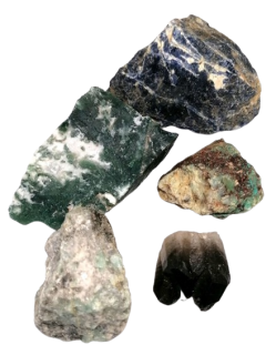 Sada 5 různých minerálů, váha 423 g