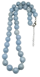 Angelitový náhrdelník AA, s chirurgickou ocelí – harmonizační krystal pro klid a ochranu