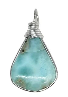 Larimar přívěsek cca 2,5 cm – vzácný modrý drahokam z Karibiku