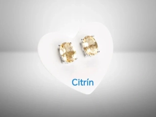 Citrínové oválné náušnice z oceli – fazetovaný brus 5×7 mm