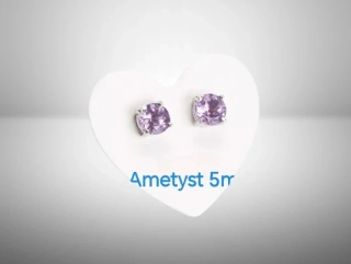 Ametystové náušnice z oceli – fazetovaný kámen 5 mm