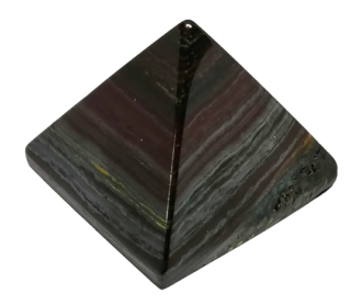 Pyramida z býčího oka a hematitu 3,5 cm – ochranný kámen pro energii a sílu