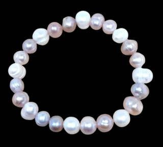 Náramek říční perly trikolora téměř kulaté