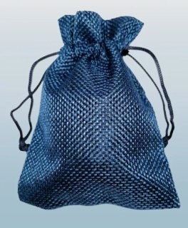 Modrý dárkový látkový pytlíček – stahovací, polyester 9 × 12 cm