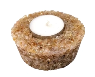 Citrín svícen na čajovou svíčku kulatý