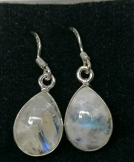 Náušnice z měsíčního kamene kapka 15x10 mm