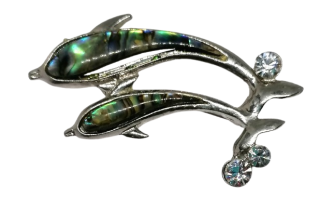 Dva delfíni brož z mušle Paua-Abalone