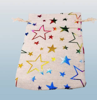 Dárkový vánoční sáček hvězdy 13x10 cm