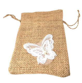Pytlovinový dárkový sáček s motýlkem 