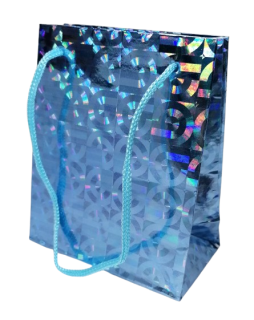 Dárková taška modrá lesklá 11 x 9 cm