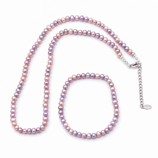 Říční perly set fialkových perel cca 5 mm s chir.ocelí