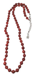Korál houbový, náhrdelník kuličky 6mm s ocelí