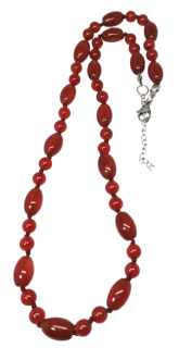 Karneolový exkluzivní náhrdelník z mixu korálků s ocelí