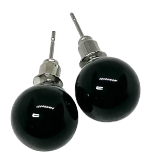 Náušnice kuličky puzeta s onyxem 10 mm