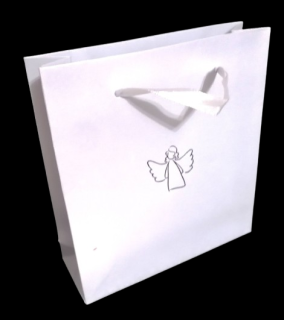 Dárková papírová taška bílá s andělem