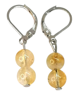 Citrínové naušnice z korálků 8mm s ocelí