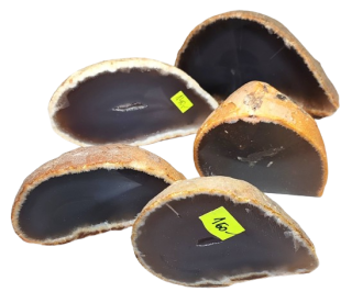 Sada 5 ks achátových půlek, váha 1 kg