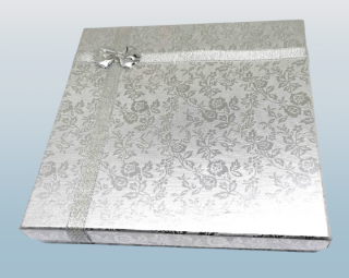 Dárková krabička velká stříbrná, 15x15x2,5 cm