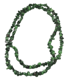 Rubín v zoisitu, dlouhý sekaný náhrdelník cca 83 cm