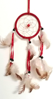 Lapač zlých snů, červený , průměr 8 cm