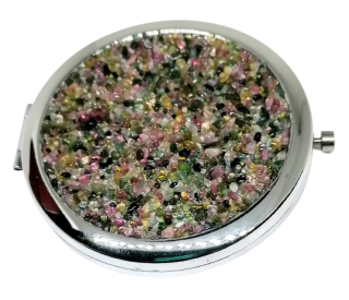 Turmalín melounový, zrcátko kulaté cca 7 cm