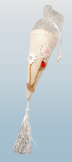 Dárkový kornoutek na šperky a kamínky – ruční výroba s jemnými detaily (14,5 cm)