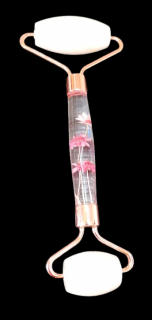 Růženínový face roller s květinkovým rukovítkem – masáž obličeje pro krásnou pleť