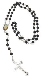 Růženec černé korálky, obvod 72 cm