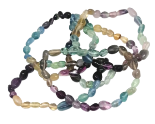 Fluoritový náramek AA kvality – přírodní kameny nepravidelné tvary 0,5–0,9 cm, obvod 18–19 cm