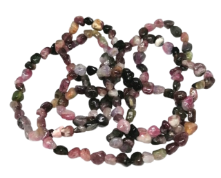Barevný turmalínový náramek – přírodní kameny 6–8 mm, nepravidelné tvary, obvod 18–18,5 cm | ochranný a harmonizační šperk