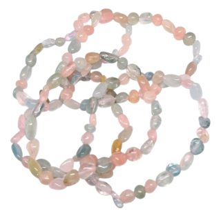 Morganit mix náramek – přírodní kameny 6–8 mm, nepravidelné tvary, obvod 18–19 cm | kámen lásky a harmonie