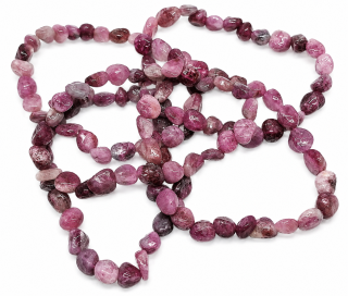 Rubelitový náramek – přírodní kameny 6–8 mm, nepravidelné tvary, obvod 18–19 cm | kámen lásky a vitality