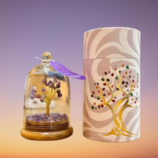 Stromek Štěstí ve skleněné kopuli - Ametyst - 30 Kamínků