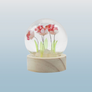 Svítící květinová zahrádka v kopuli - 5 červených růží - LED , na baterie