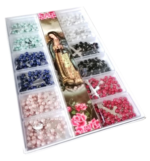 Sada 12 růženců z bižuterie – modlitební pomůcka v krabičce