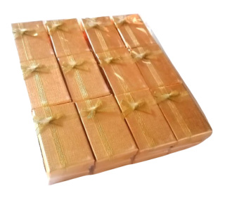 Dárková krabička zlatá s mašličkou (8 × 4,5 × 2,2 cm, 24 ks)