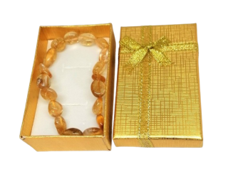 Dárkově balený citrínový náramek A kvality (přírodní nepravidelné kameny 8–12 mm)