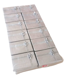 Dárková krabička stříbrná s mašličkou (8 × 4,5 × 2,2 cm, 24 ks)