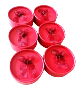 Dárková krabička červená kulatá (8 × 3 cm, velkoobchodní balení 12 ks)